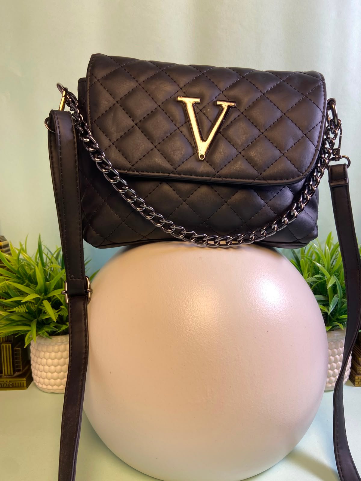 Black Quilted V