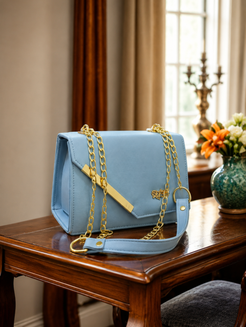 Blue Chain Crossbody Bag