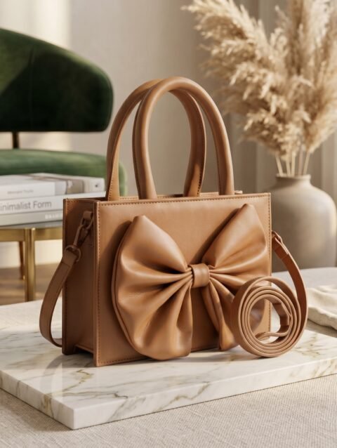Brown Bow Crossbody Bag