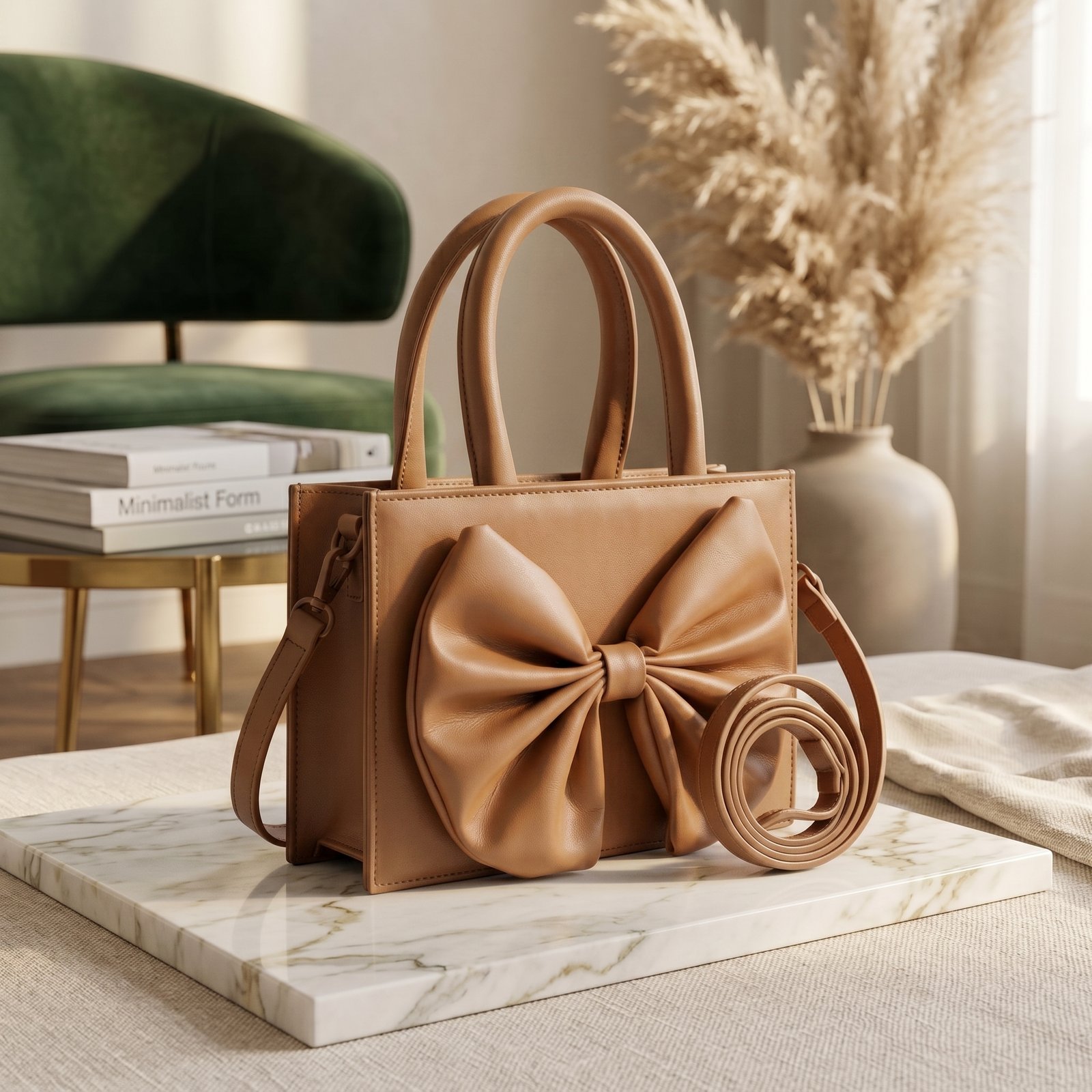 Brown Bow Crossbody Bag
