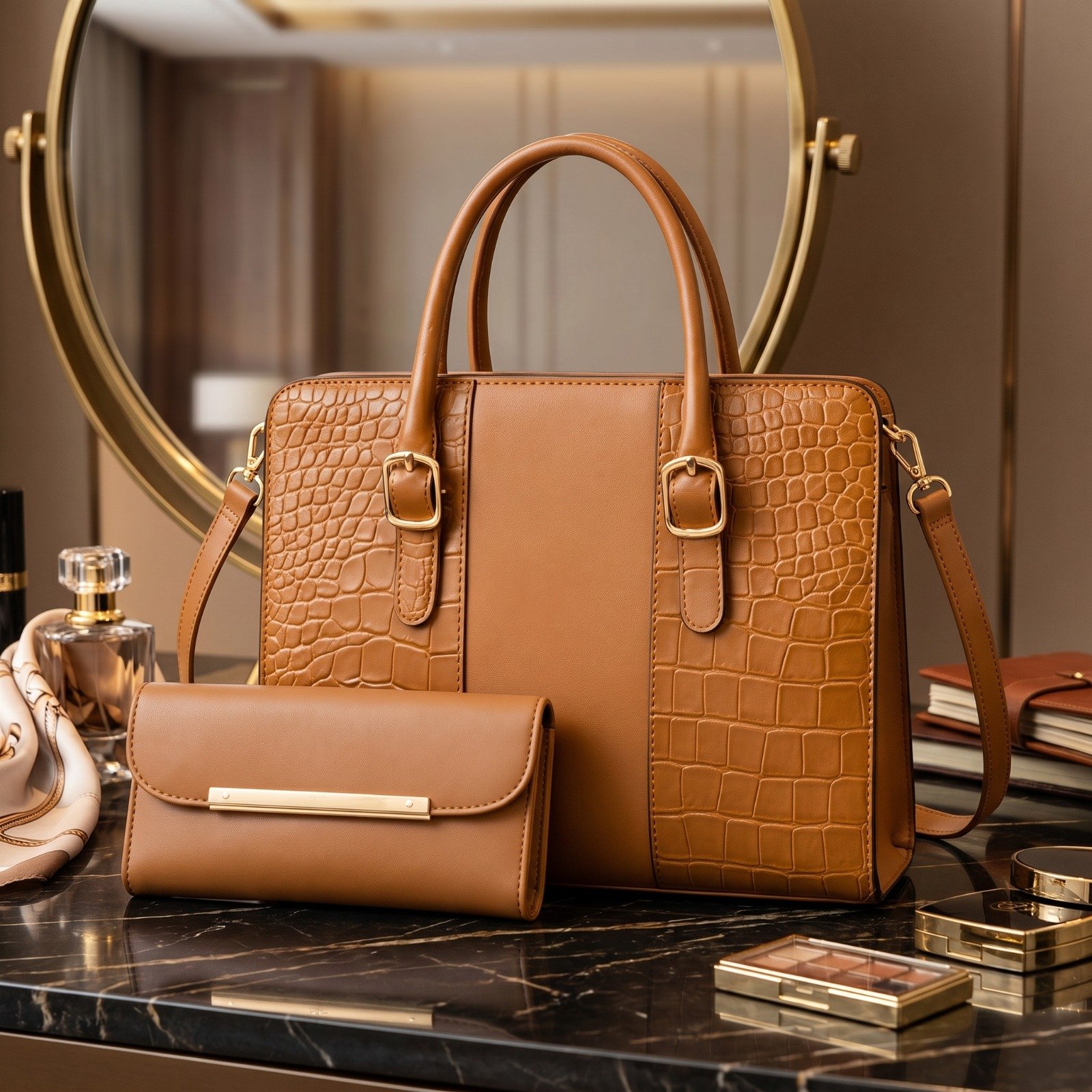 Classic Brown Structured Tote Bag