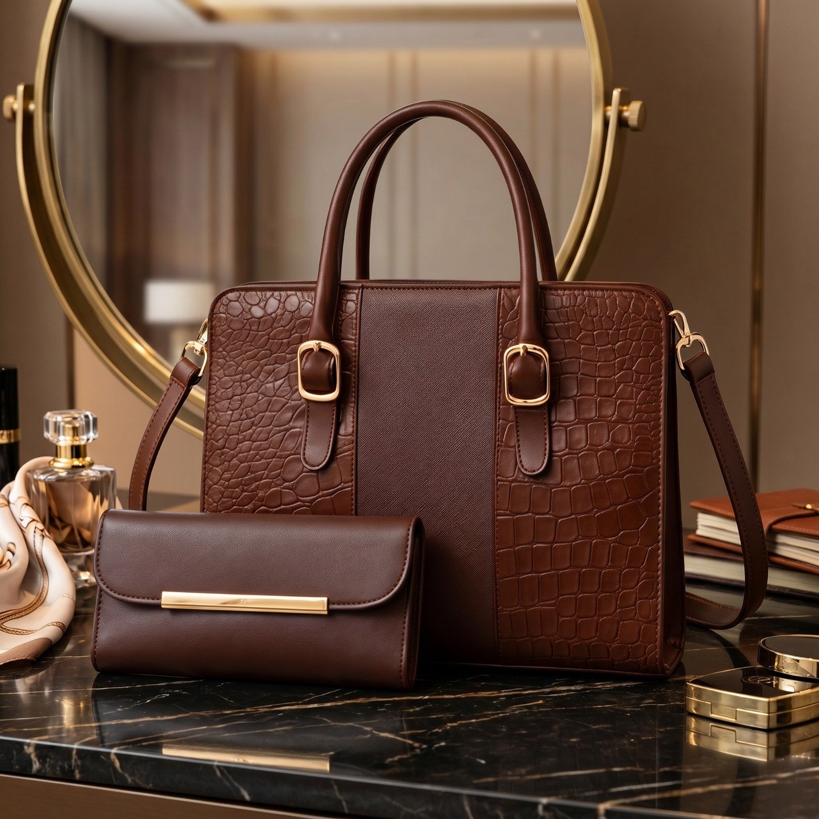 Premium Brown Croc Tote Bag