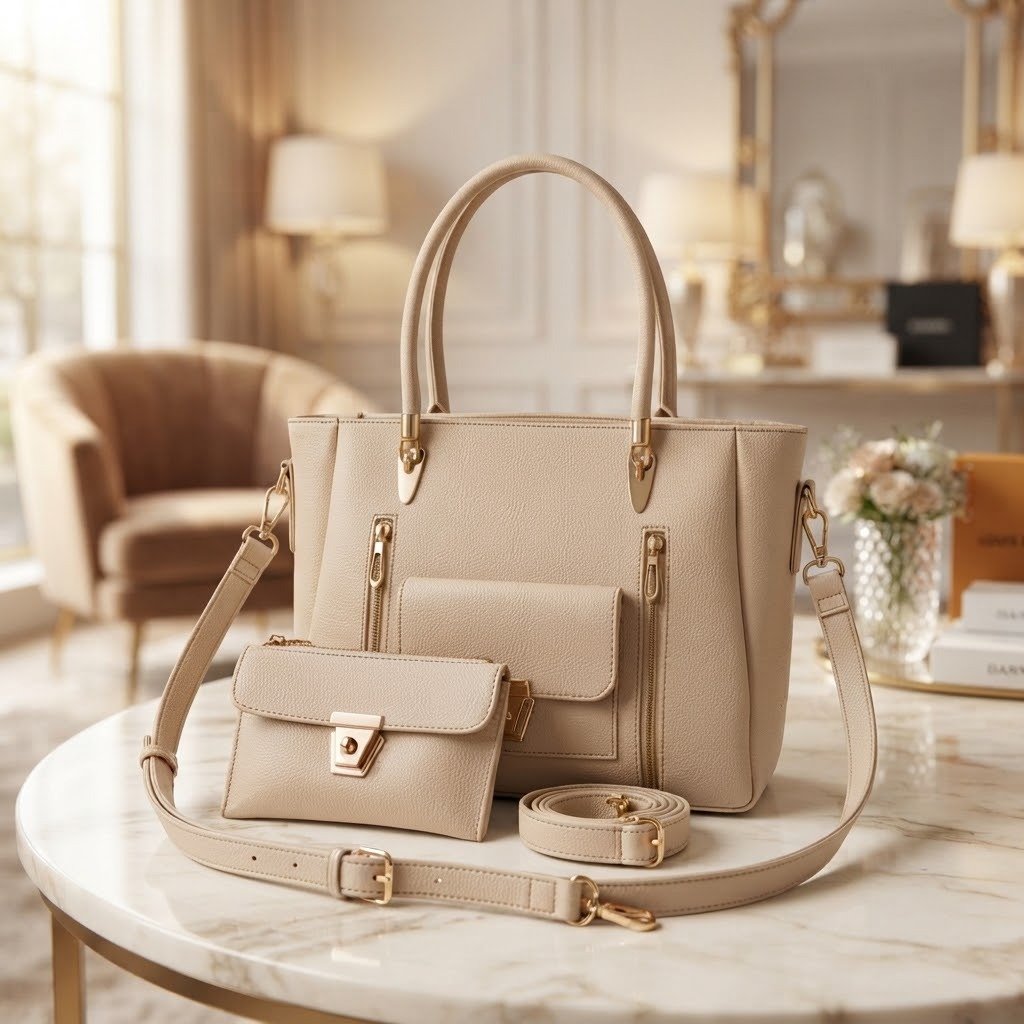 Elegant Double Zipper Tote Bag