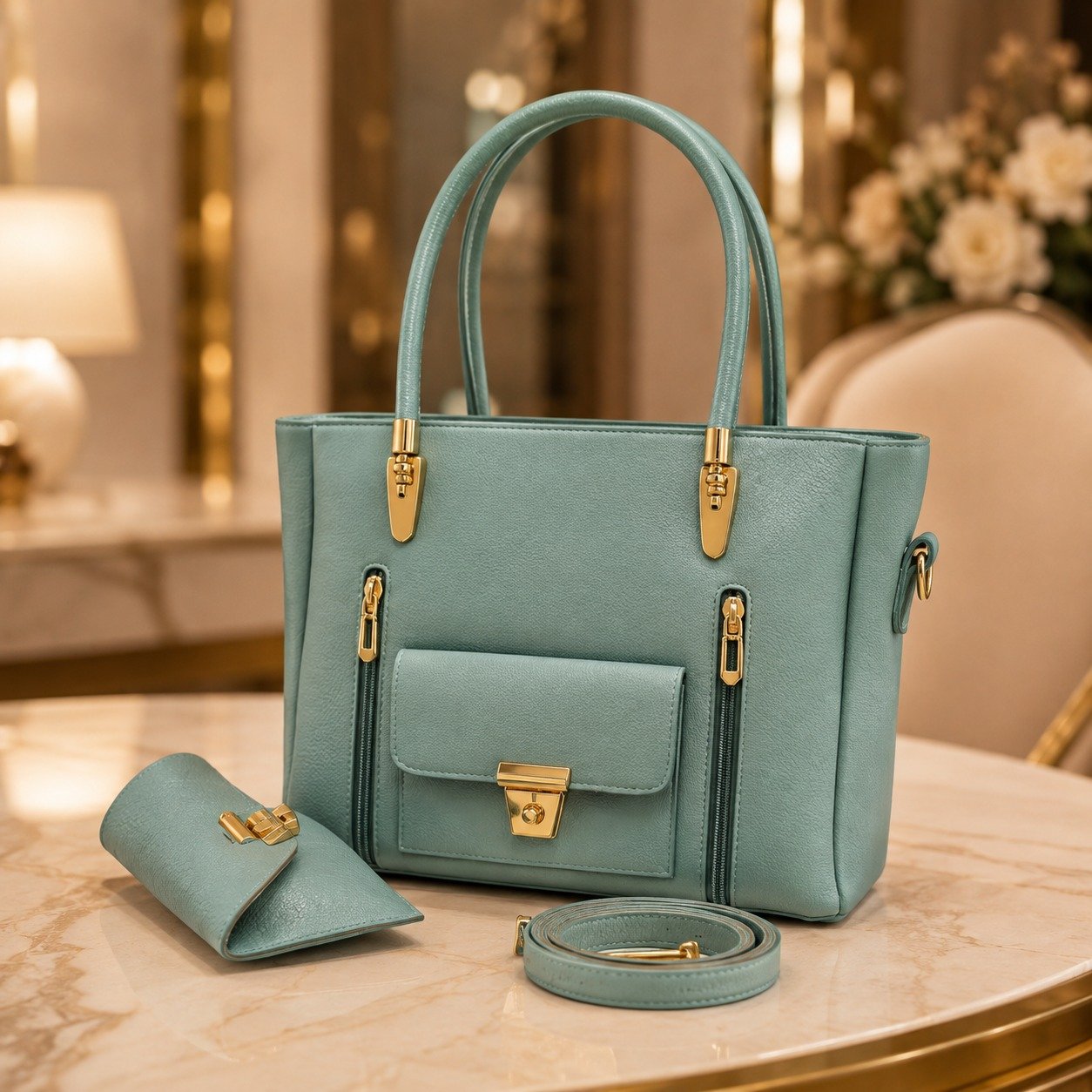 Luxury Double Zipper Tote Bag