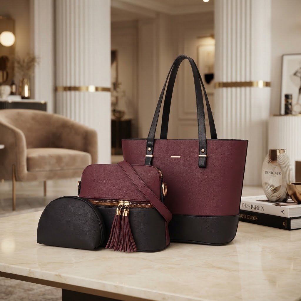 Designer 3-Piece Tote Bag