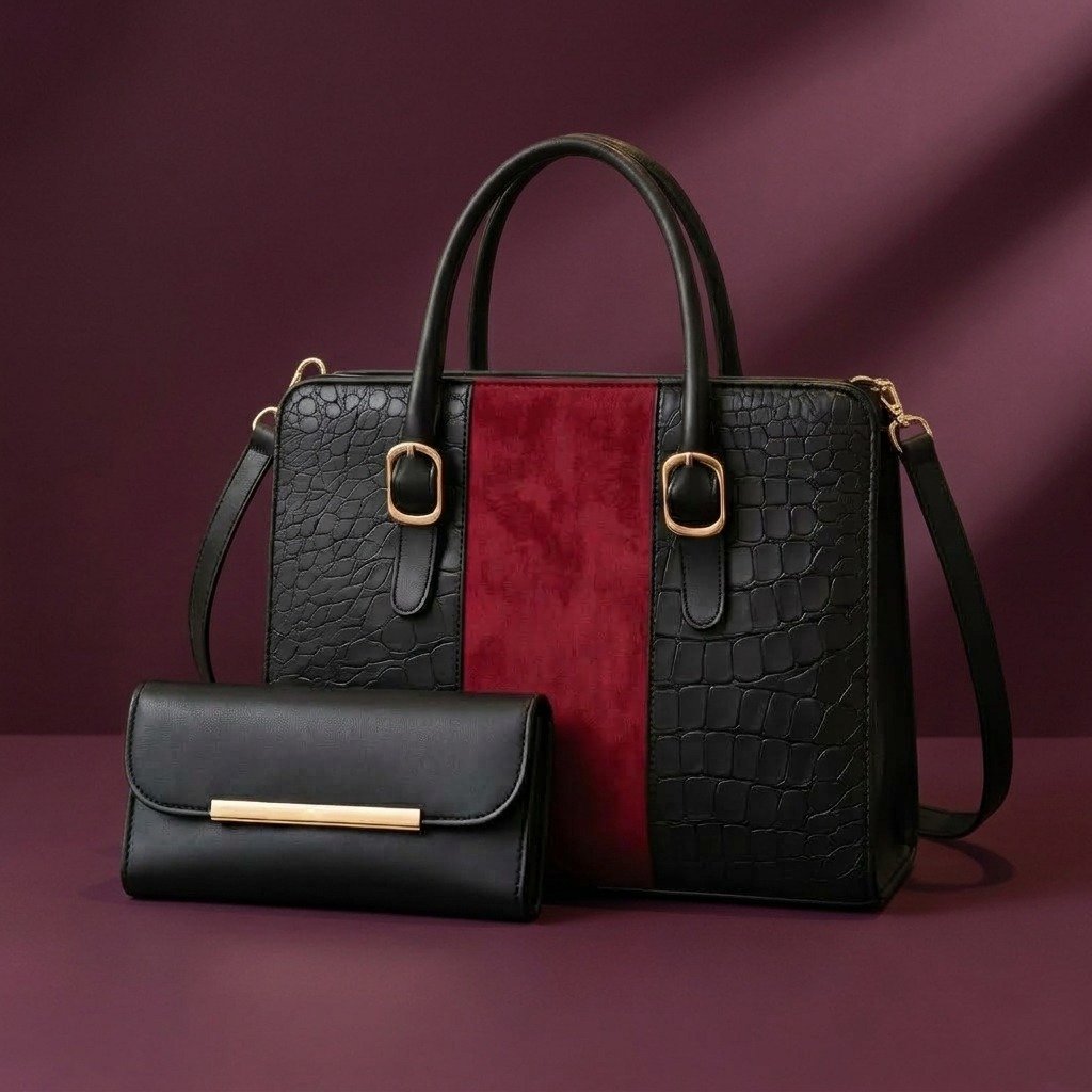 Luxury Black Croc Tote Bag