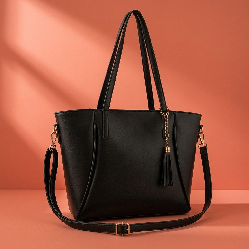 Black Polished Tote Bag