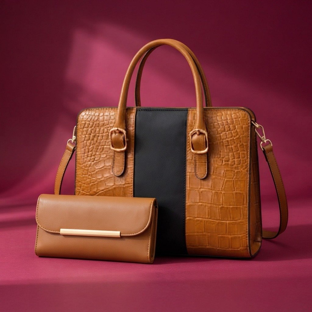 Brown Croc Tote Bag