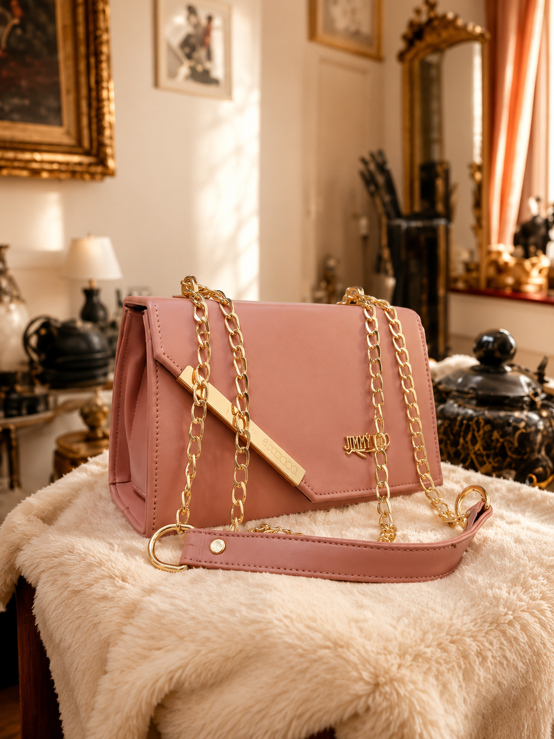 Pink Chain Crossbody Bag