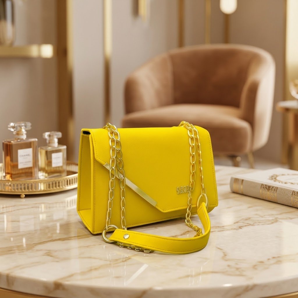 Yellow Chain Crossbody Bag